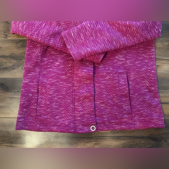 💕 T by Talbots Quilted Knit Longline Hooded Jacket | Size M | Raspberry Heather - Picture 8 of 10
